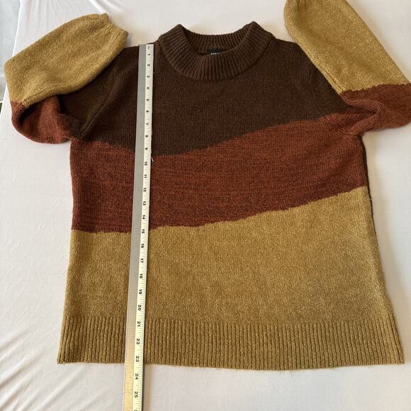 Fortune & Ivy Womens M Boho Fall Color block Stripe Lightweight Sweater Academia - Picture 6 of 9